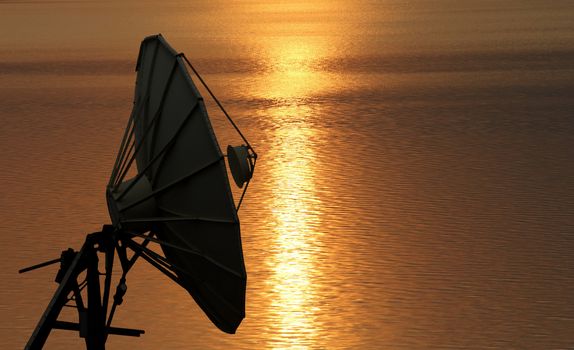 Satellite dish at beautiful sunrise background