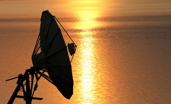 Satellite dish at beautiful sunrise background