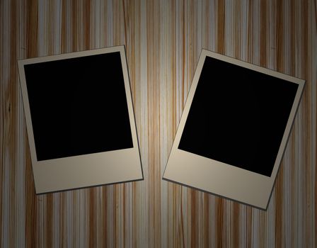 Blank old picture frames  on wooden background