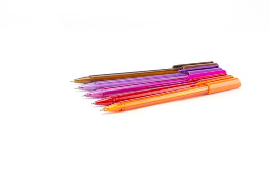 colorful pens isolated on white background