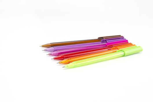 colorful pens isolated on white background