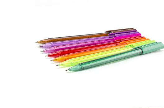 colorful pens isolated on white background