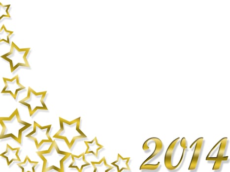 Golden stars - Happy New Year 2014 with empty place for text