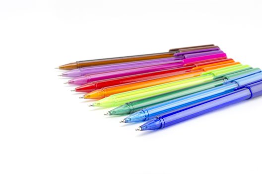 colorful pens isolated on white background