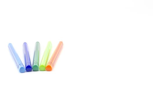 colorful pens isolated on white background