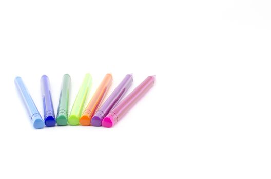 colorful pens isolated on white background