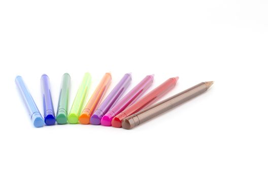 colorful pens isolated on white background