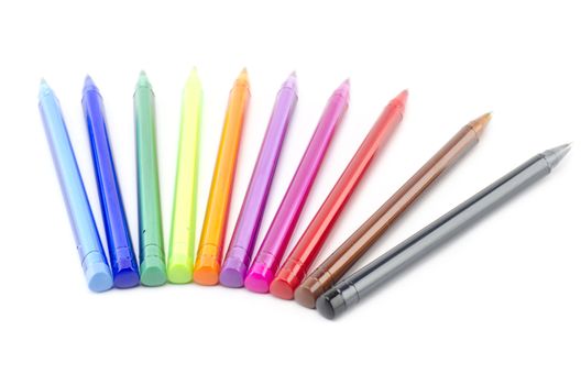 colorful pens isolated on white background