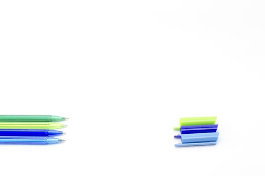 colorful pens isolated on white background