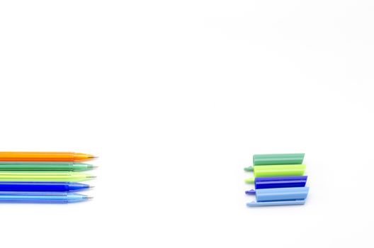 colorful pens isolated on white background