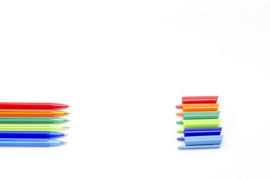 colorful pens isolated on white background