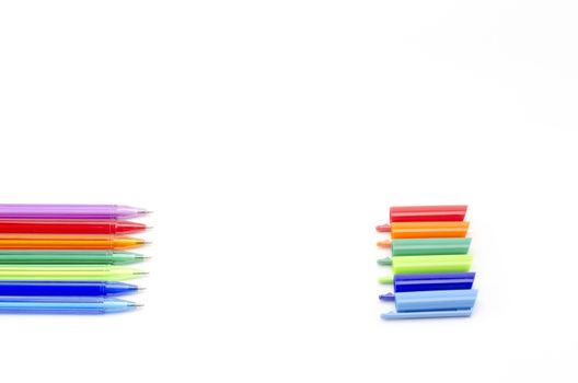 colorful pens isolated on white background