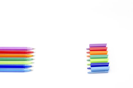 colorful pens isolated on white background