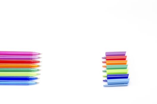 colorful pens isolated on white background