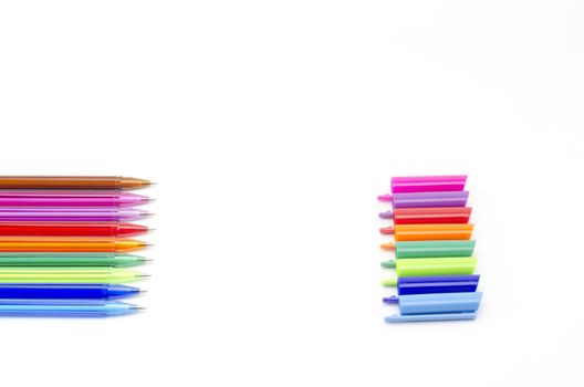 colorful pens isolated on white background