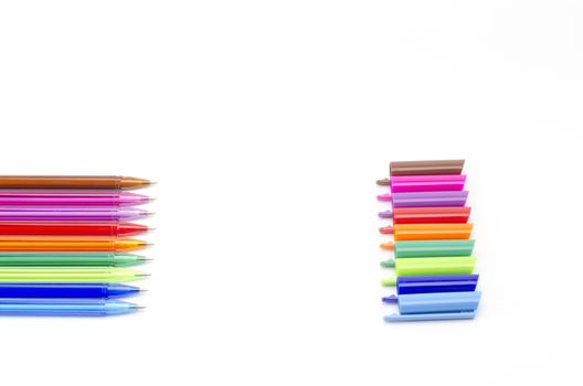 colorful pens isolated on white background