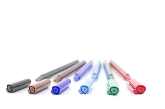 colorful pens isolated on white background