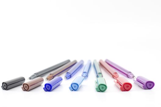 colorful pens isolated on white background