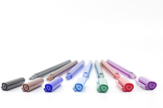 colorful pens isolated on white background