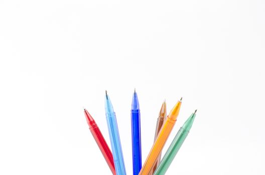 colorful pens isolated on white background