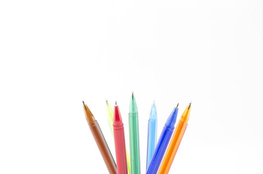 colorful pens isolated on white background