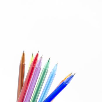 colorful pens isolated on white background