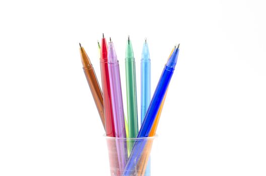 colorful pens isolated on white background