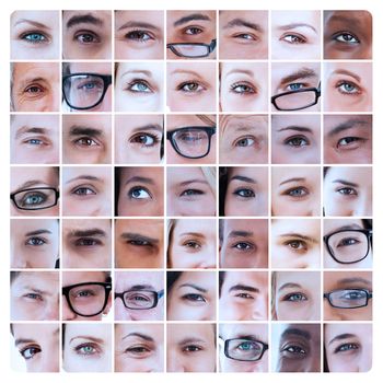 Collage of various pictures of eyes