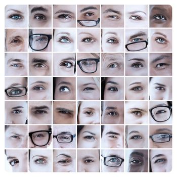 Collage of various pictures with eyes