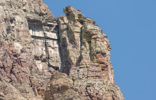 This image of a craggy point at Glacier National Park shows a relatively recent breakaway.