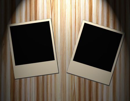 Blank old picture frames  on wooden background