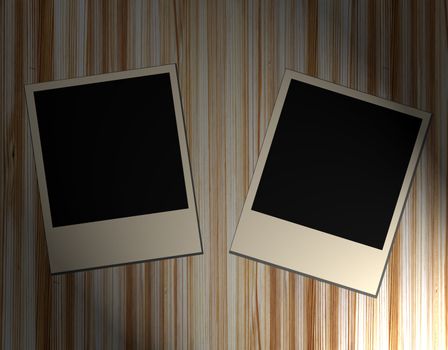 Blank old picture frames  on wooden background