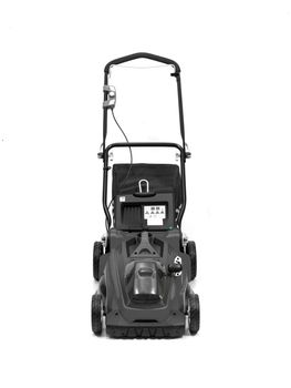 A rechargable lawn mower on a white background