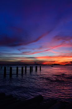 Sichang island silhouette with twilight sky