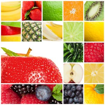 Collage of various delicious fruits