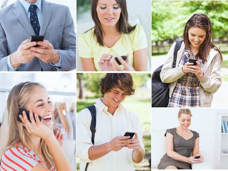 Collage of various people on the phone