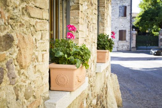 Street in Castellaro Lagusello; Monzambano; Garda lake area; Italy; Europe