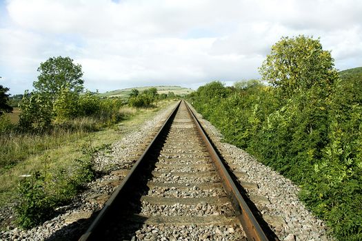 Railway tracks going into the distance.