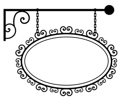 Illustration of a hanging ornate sign