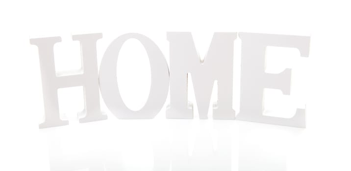 The word Home isolated in white letters