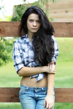 Portrait of beautiful woman on outdoor