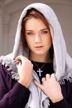 Closeup portrait of a beautiful young woman