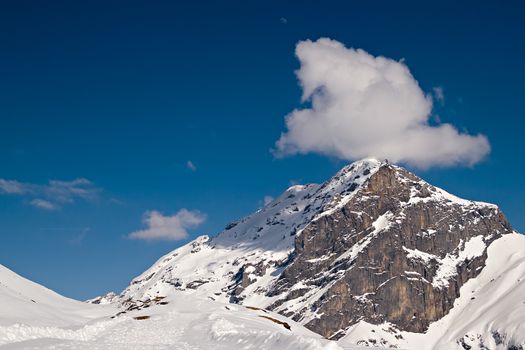 Beautiful view over mountains in the Swiss Alps. Engelberg, Switzerland.