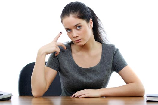 young woman and office computer