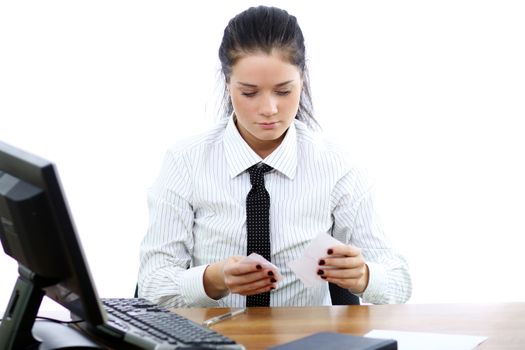 young woman and office computer