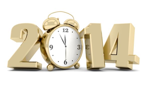 happy new year 2014 Illustrations 3d on a white background