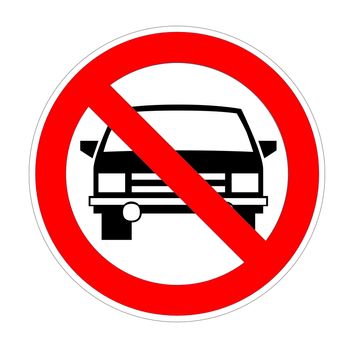 No cars allowed sign in white background