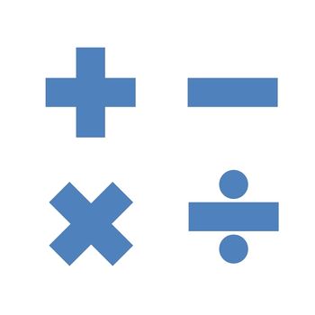 Blue simple mathematics symbols in white background