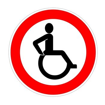 Disabled handicapped person symbol into red circle in white background