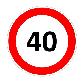 40 speed limitation road sign in white background